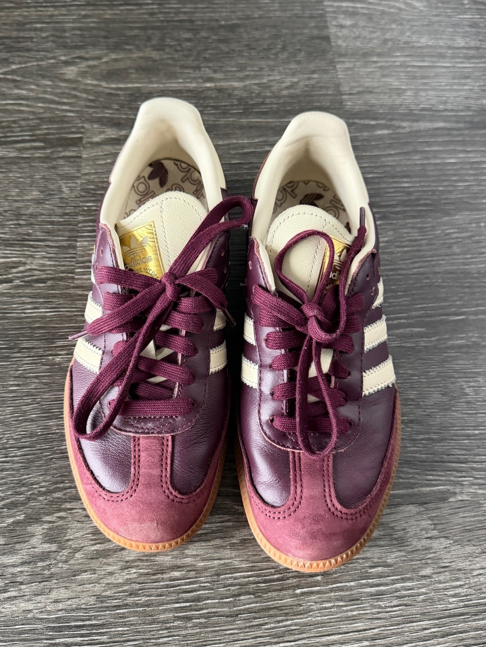 adidas Burgundy and Cream Retro Sneakers